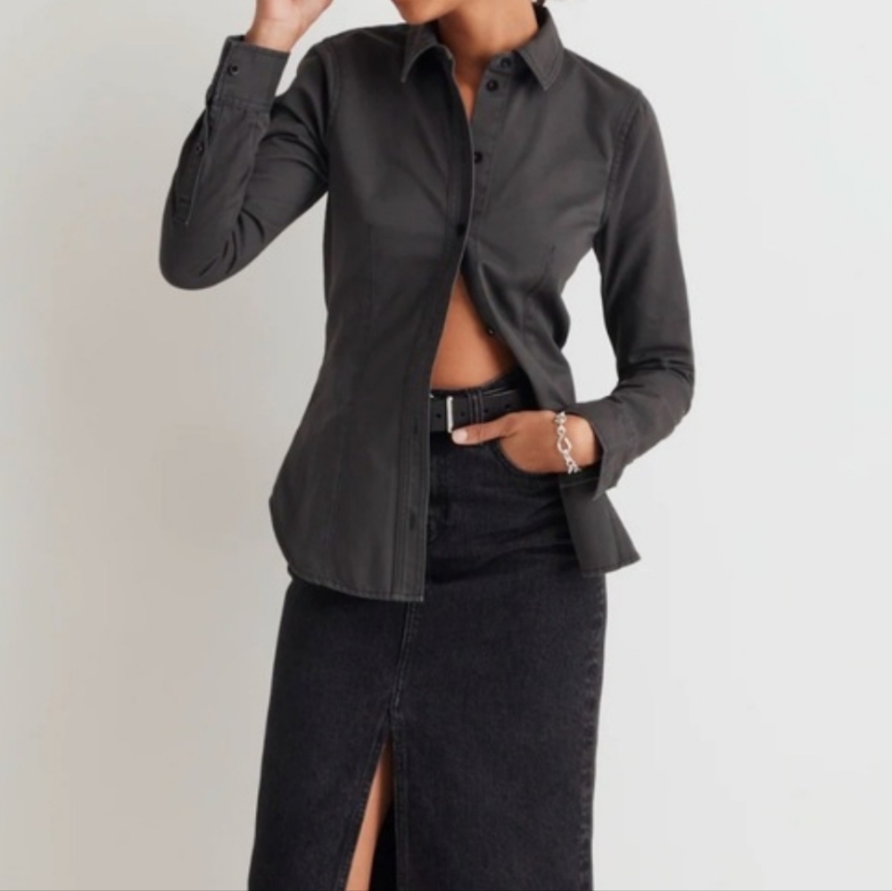 Madewell Enzo Darted Button Chino Shirt  Dark Pavement Size 14 New Regenerative
